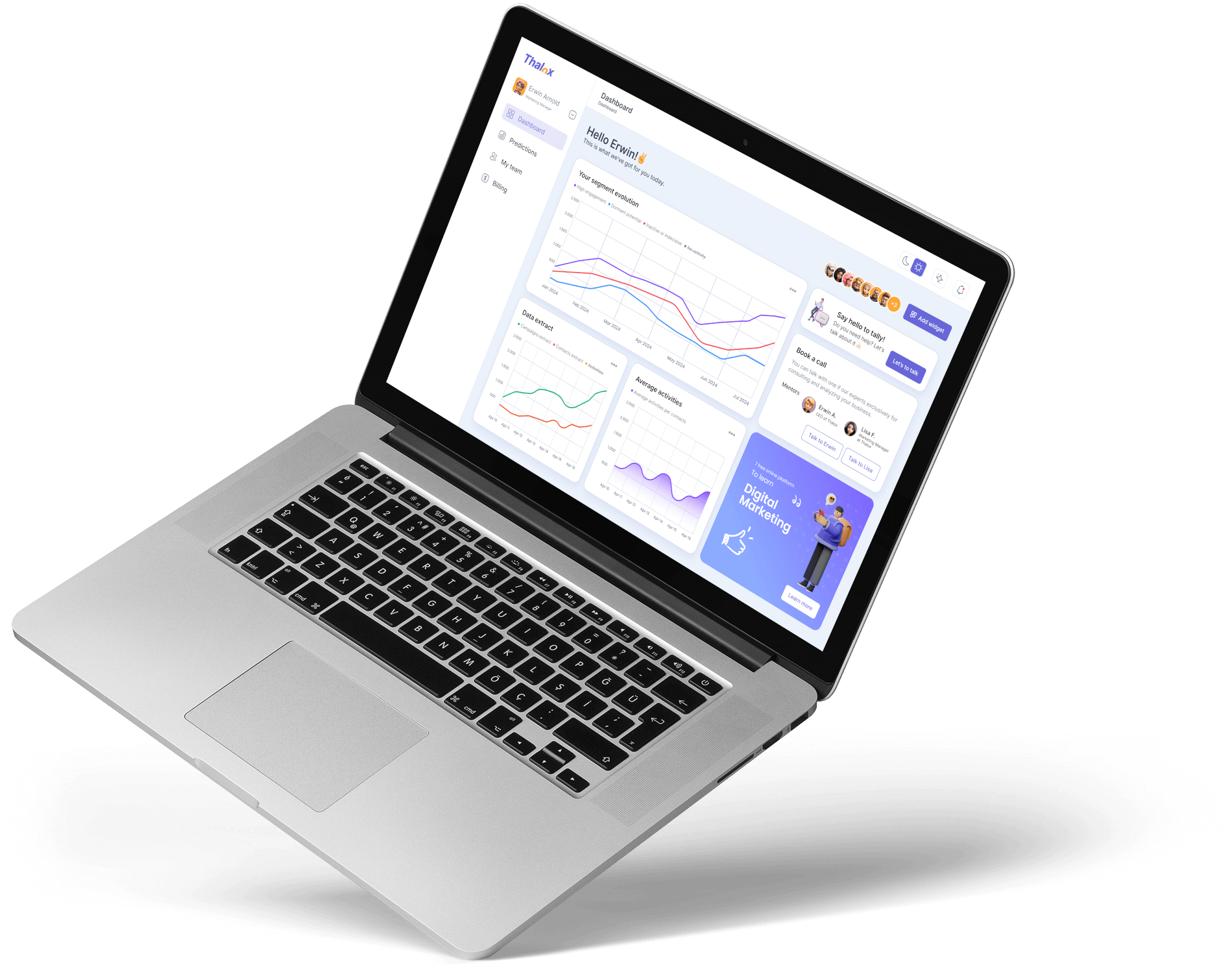 Thalox application dashboard in laptop