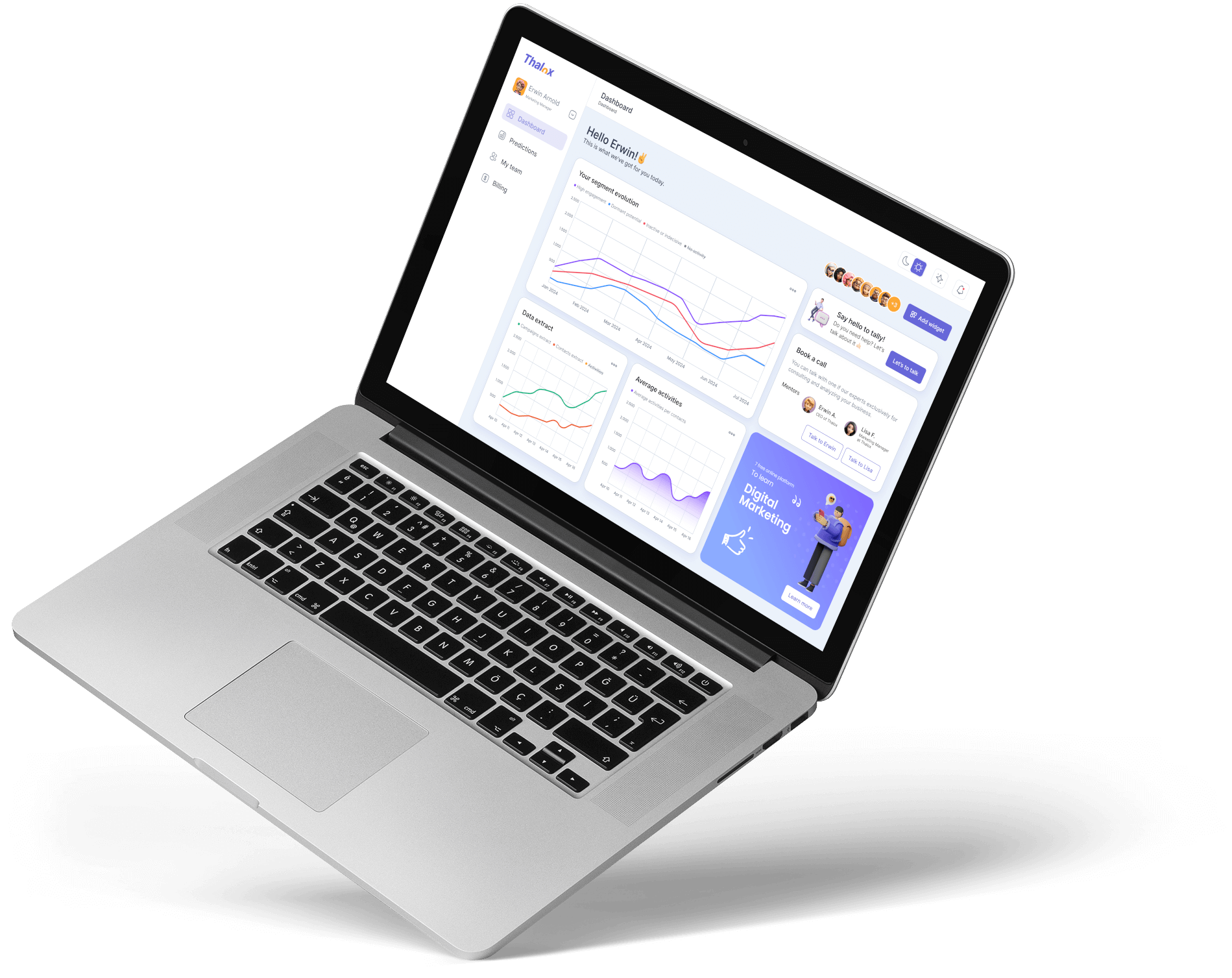 Thalox application dashboard in laptop